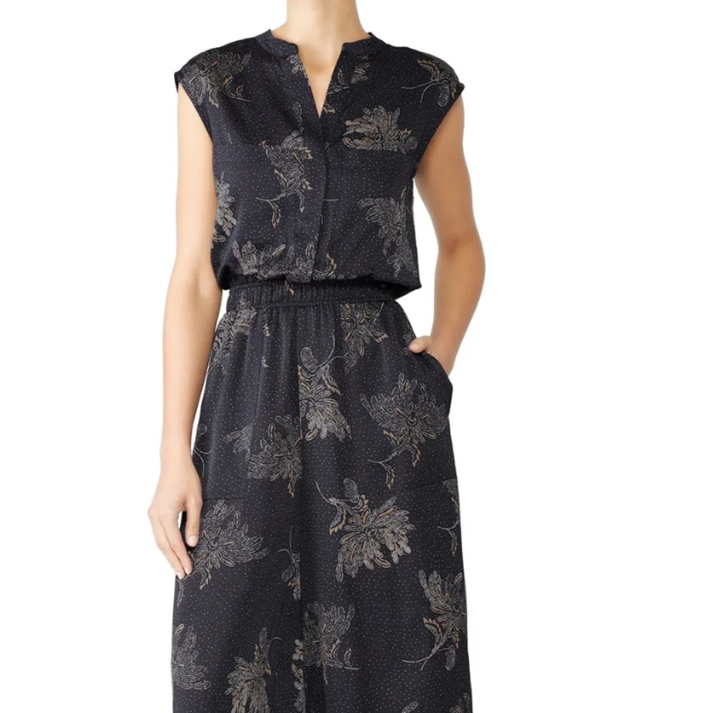 Vince $395 Woodblock Floral Sleeveless jumpsuit S